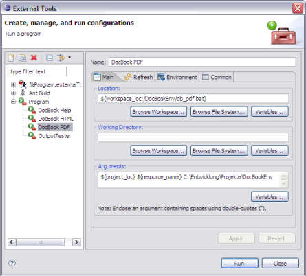 Screenshot Eclipse External Tools 1