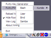 Screenshot Xming Tray