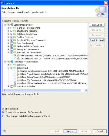 Screenshot Eclipse Updates