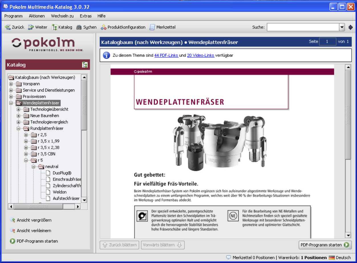Screenshot Multimedia-Katalog